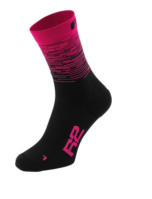 Dámské cyklistické ponožky R2 RACE ATS23A černá/růžová